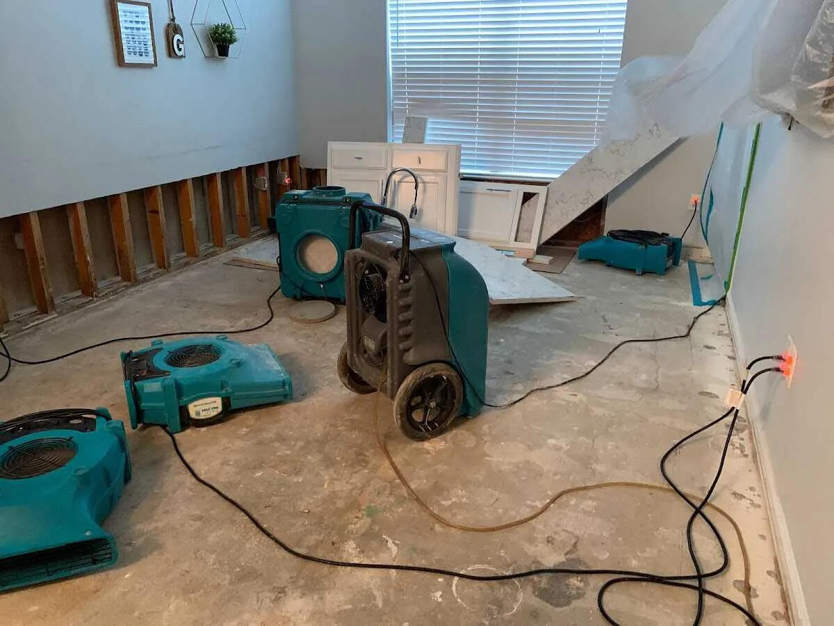 Dehumidifier in flood-cut room for Water Damage Restoration in Cutler Bay