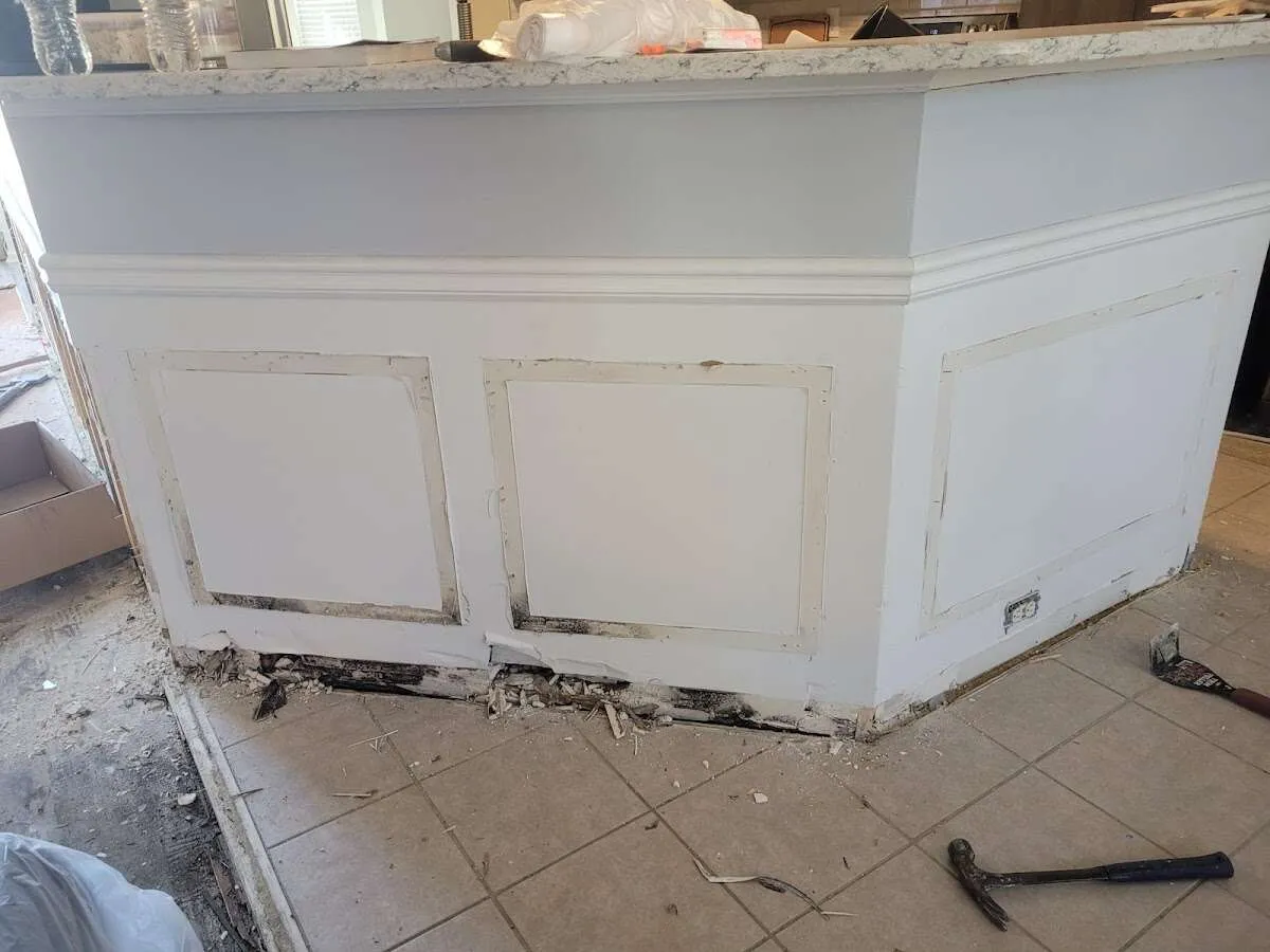 Water damage and mold on kitchen during Storm Damage Restoration in Cutler Bay